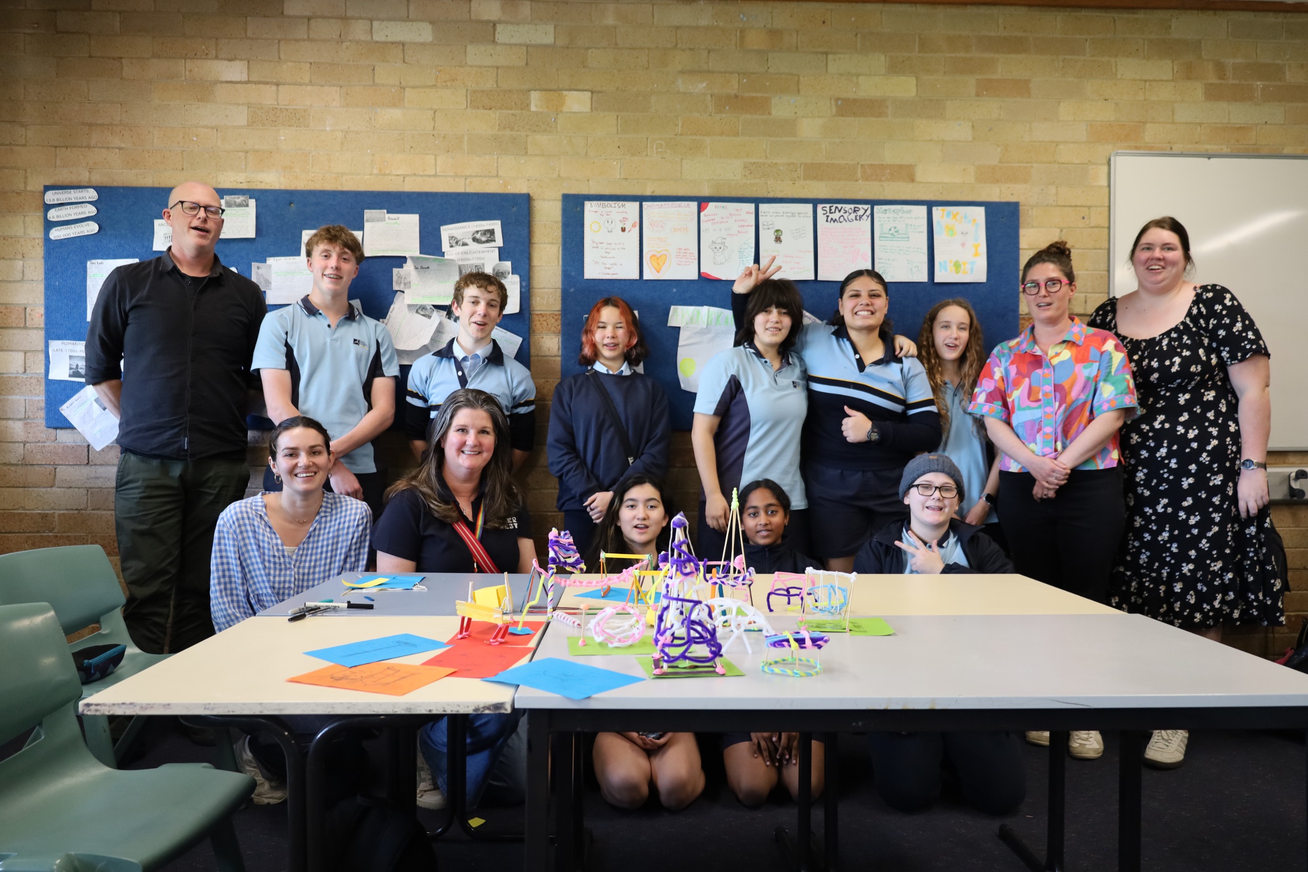 Group of students with the models