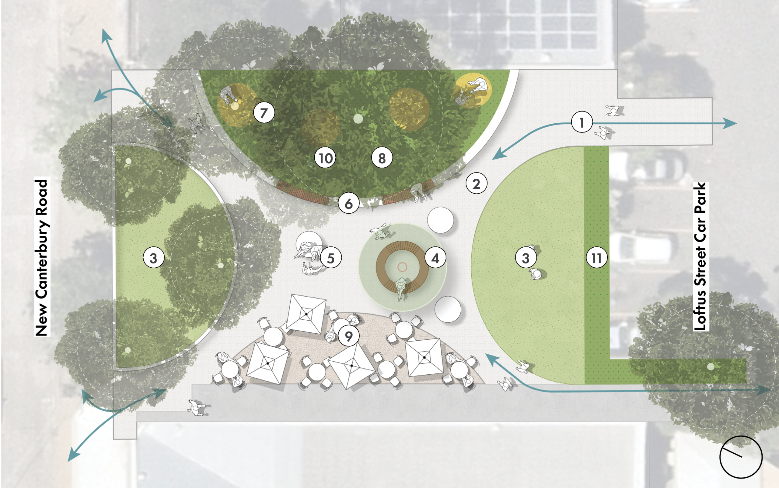 Concept plan for Loftus Reserve and Commonwealth Bank Laneway